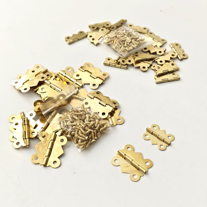 Mini Butterfly Hinge Screw Yellow 20x25mm for Birdhouse Jewelry Box 20pcs - Image 1