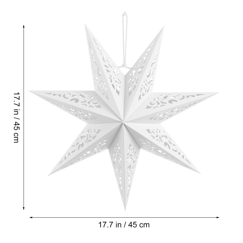 IMIKEYA Christmas Star Paper Lantern: 45cm Star Lamp Shade Paper Lantern Lamp Decorations Hollow out Hanging Lamp Shade for Christmas Wedding New Year Party Decorations (White) - Image 4