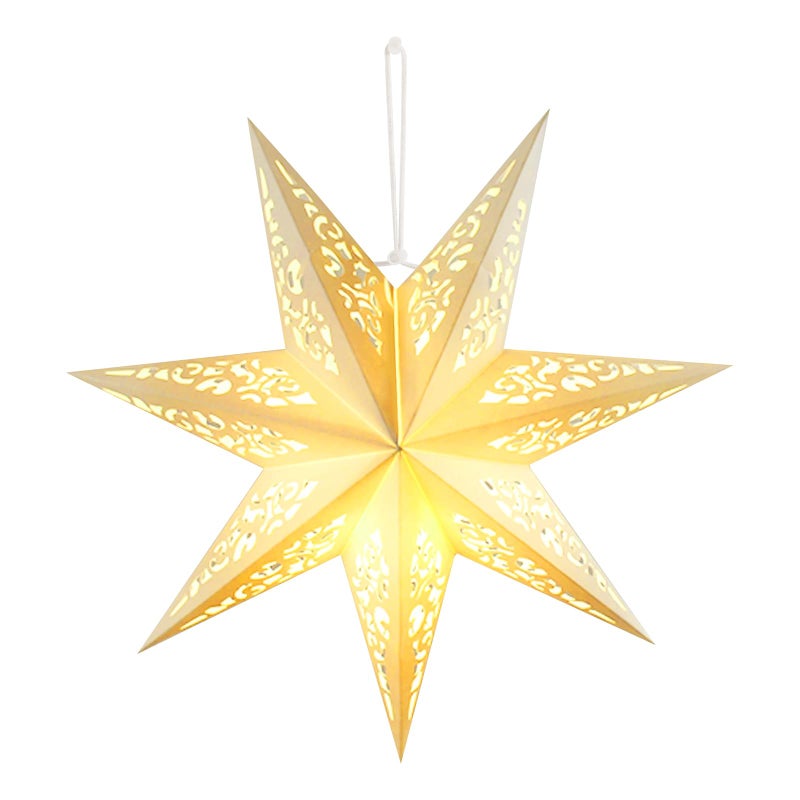 IMIKEYA Christmas Star Paper Lantern: 45cm Star Lamp Shade Paper Lantern Lamp Decorations Hollow out Hanging Lamp Shade for Christmas Wedding New Year Party Decorations (White) - Image 1