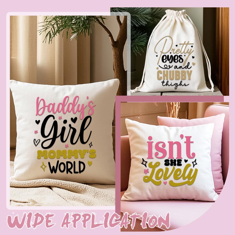 Dazoratix Baby Girl Iron on Transfers - 20 Sheets Cute Onesie Newborn Princess DTF Ready to Press Heat Patches Vinyl Stickers Decals for T Shirts Clothing Clothes Pillow Appliques DIY Craft Decoration - Image 5
