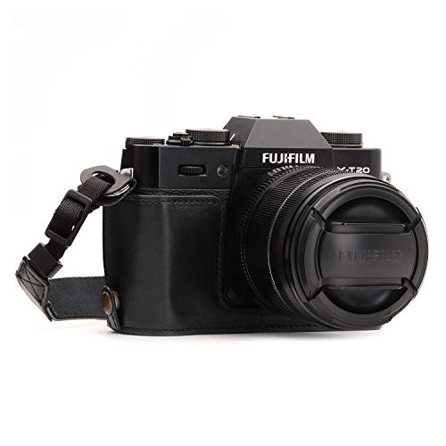MegaGear MG957 Ever Ready Leather Camera Half Case and Strap Compatible with Fujifilm X-T30 MII, X-T30, X-T20, X-T10 - Black - Image 1