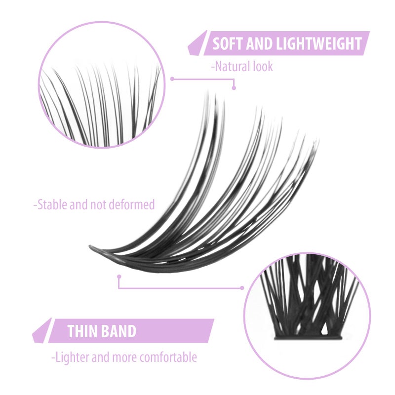 WONSIS Individual Lashes, Lash Clusters, 280 Pcs 40D Individual Lash Extensions, Natural Soft Lightweight Reusable, Thickness 0.07mm C Curl False Eyelashes 8/9/10/11/12/13/14/15/16mm (40D 8-16mm) - Image 4