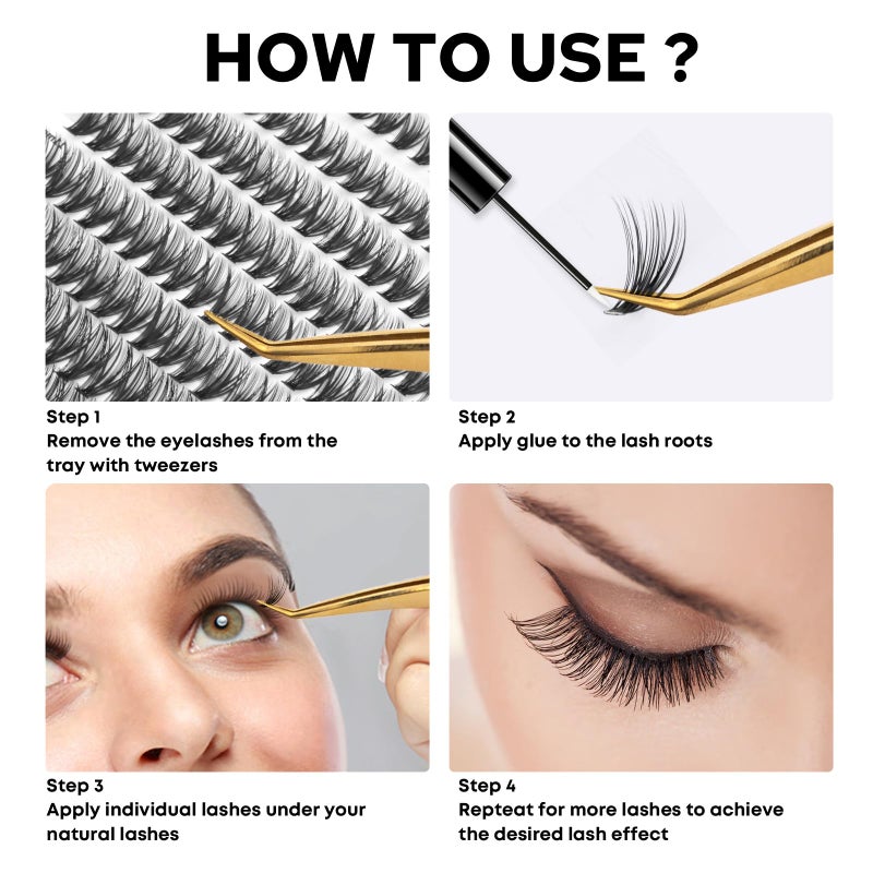 WONSIS Individual Lashes, Lash Clusters, 280 Pcs 40D Individual Lash Extensions, Natural Soft Lightweight Reusable, Thickness 0.07mm C Curl False Eyelashes 8/9/10/11/12/13/14/15/16mm (40D 8-16mm) - Image 5