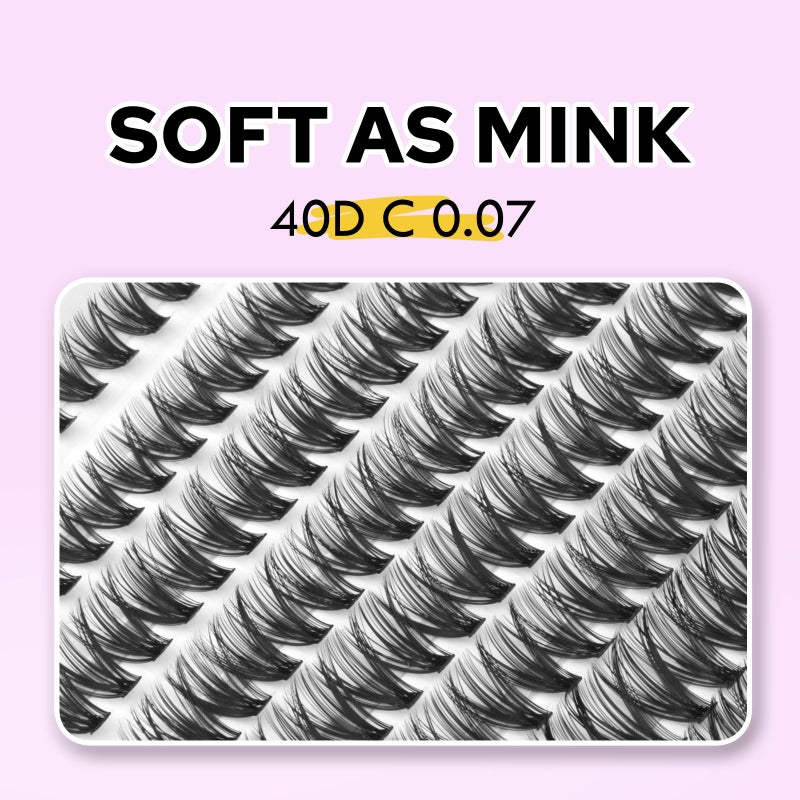 WONSIS Individual Lashes, Lash Clusters, 280 Pcs 40D Individual Lash Extensions, Natural Soft Lightweight Reusable, Thickness 0.07mm C Curl False Eyelashes 8/9/10/11/12/13/14/15/16mm (40D 8-16mm) - Image 2