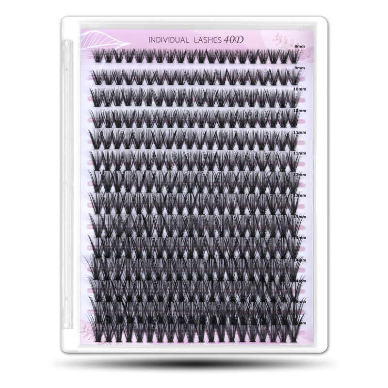 WONSIS Individual Lashes, Lash Clusters, 280 Pcs 40D Individual Lash Extensions, Natural Soft Lightweight Reusable, Thickness 0.07mm C Curl False Eyelashes 8/9/10/11/12/13/14/15/16mm (40D 8-16mm) - Image 1