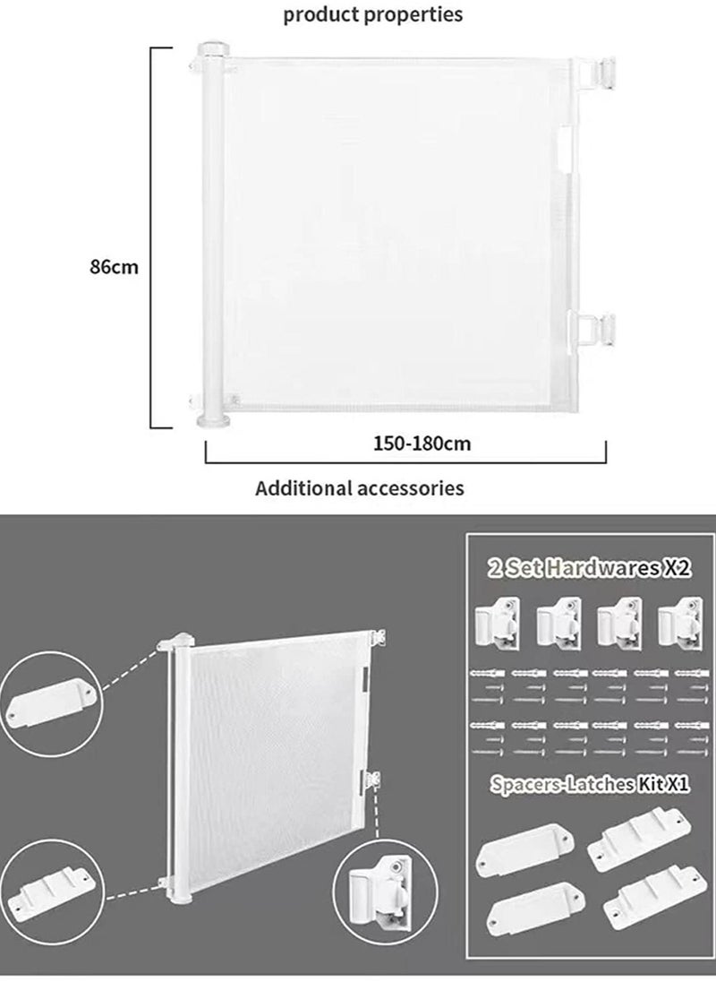 Retractable Baby Gate for Stairs Doorways, Mesh Safety Gate for Babies and Pets(Black 180cm x 86cm) - pzsku/Z7D4D2D5548A38A7E794BZ/45/_/1649666097/56b3ecc3-27ef-4012-ab9b-ccba946609a4