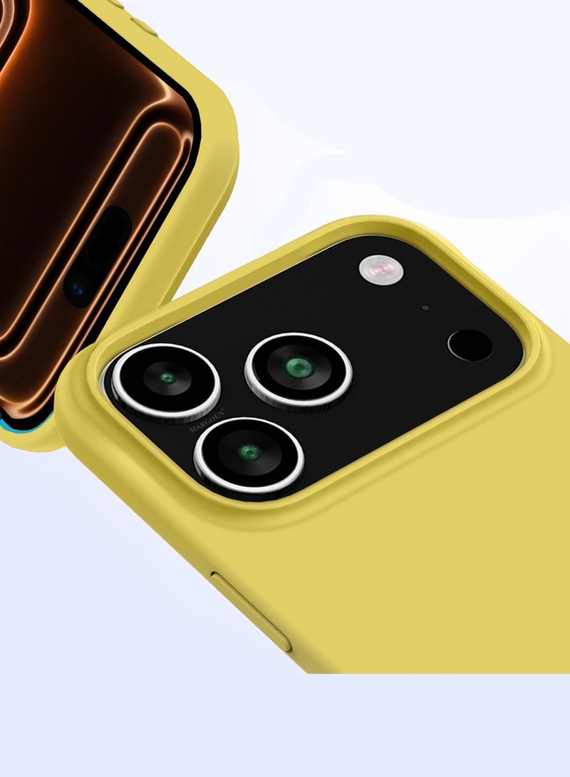 3 Packs Silicone Protective Phone Case for iPhone 17 Pro Max - Soft Anti-Scratch Microfiber Lining Ultra Slim Drop Protection Phone Cover with Two 3D Screen Protectors - Yellow - Image 2