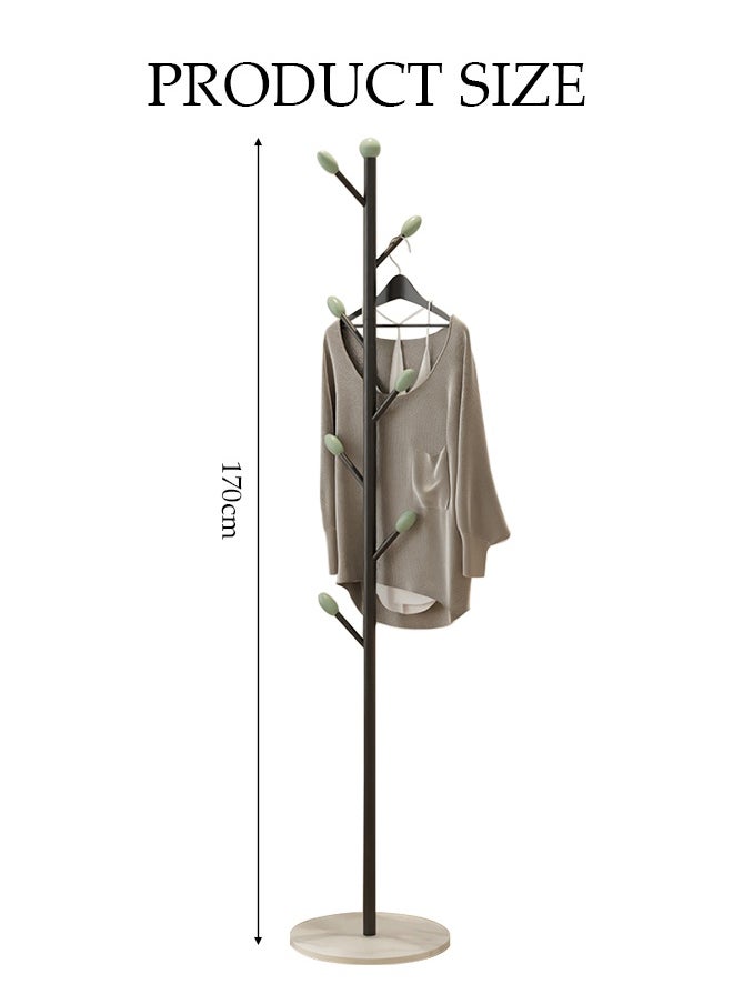 DUNISO Coat Rack，Independent Clothes Hanger，Stand Garment Rack，Clothes Rack with Marble Base for Hanging Clothes, Hats, Bags,Black Tree Branch Shaped Green Leaf Style  - Image 2