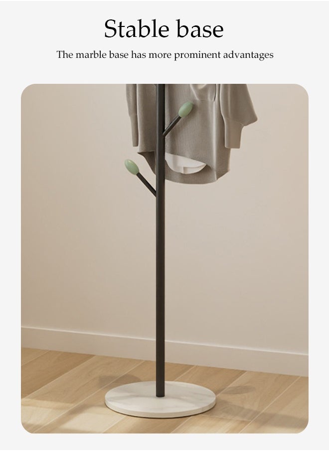 DUNISO Coat Rack，Independent Clothes Hanger，Stand Garment Rack，Clothes Rack with Marble Base for Hanging Clothes, Hats, Bags,Black Tree Branch Shaped Green Leaf Style  - Image 5