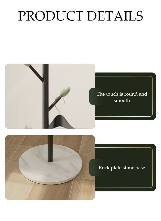 DUNISO Coat Rack，Independent Clothes Hanger，Stand Garment Rack，Clothes Rack with Marble Base for Hanging Clothes, Hats, Bags,Black Tree Branch Shaped Green Leaf Style  - Image 3