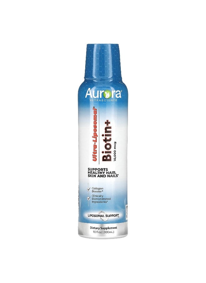 Aurora Nutrascience - Aurora Nutrascience, Ultra-Liposomal Biotin+, 10,000 mcg, 10 fl oz (300 ml) (5,000 mcg per Tsp) - Image 1