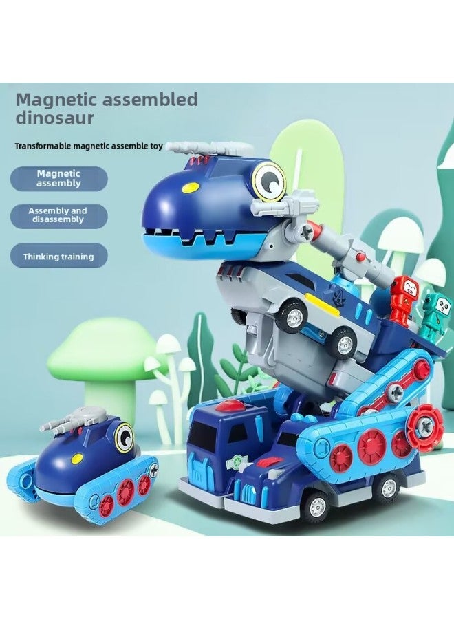 Children's Magnetic Assembling Car Toy Variety Engineering Car Educational Magnet Deformation Fit Robot Car-Color:XH8863 Magnetic Engineering Robot 6-piece Set [send Storage Bucket]]  - Image 2