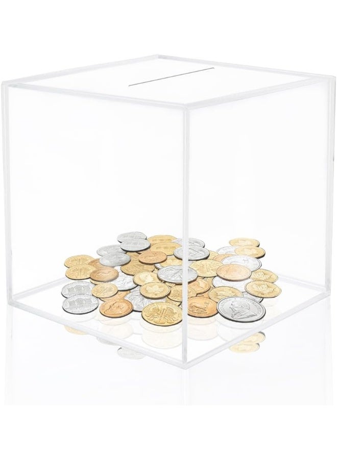 TPGP Clear Piggy Bank for Adults, Acrylic Piggy Bank Square Money Box Break to Open Piggy Bank Money Saving Box Smash Money Box 12 x 12 x 12cm - Image 1