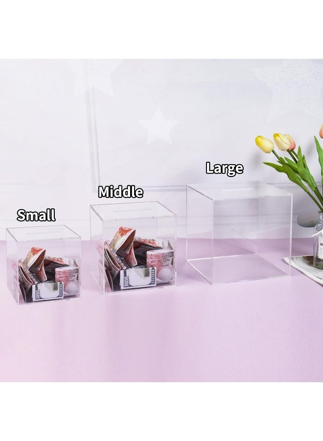 TPGP Clear Piggy Bank for Adults, Acrylic Piggy Bank Square Money Box Break to Open Piggy Bank Money Saving Box Smash Money Box 12 x 12 x 12cm - Image 3