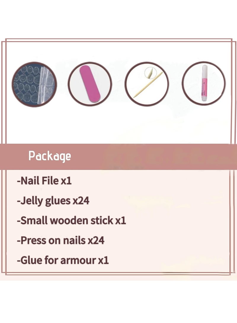 Captaintech Press On Foot Nails,Short French Press-On Foot Nails: White Edge, Rhinestone Detailing, Ready-To-Wear u0026 Removable.,Acrylic Nails With Glue Kit. - Image 4