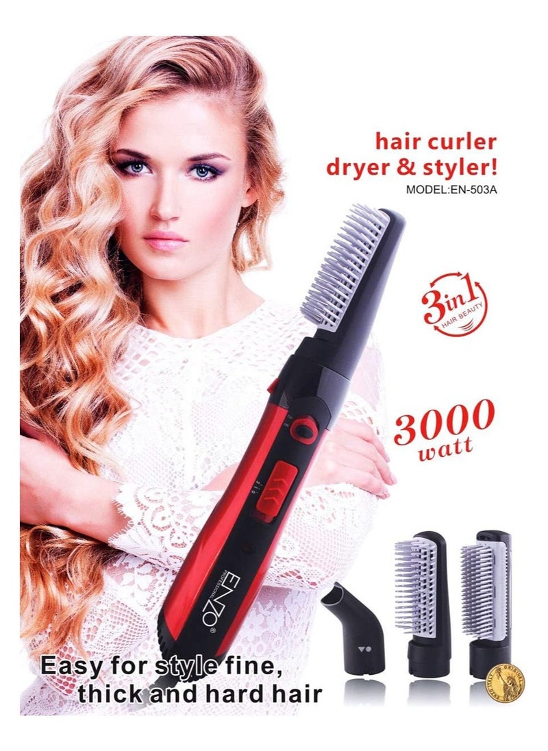ENZO - ENZO Hair Styler & Dryer With 3 Attachments-EN-503Curler,Straightener,Styler,Dryer - Image 1
