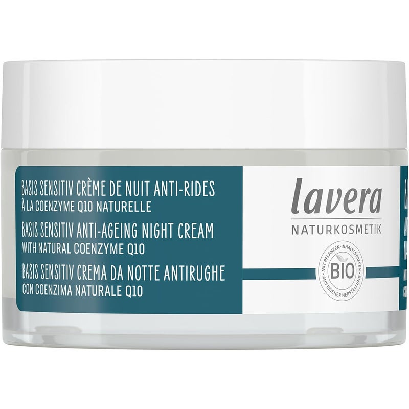 lavera Natural AntiAging Night Cream For Sensitive Skin Lightweight FastAbsorbing Softer Smoother Soothed and Younger Complexion 16 oz