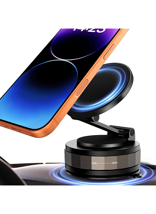 S-TOP Upgraded Magnetic Car Phone Mount - Adhesive-Free Strong Suction Cup, 360° Rotation with Satisfying Click Sound, Straight Rod Design, Universal Compatibility for iPhone 17/16/15/14/13/12 - Image 1