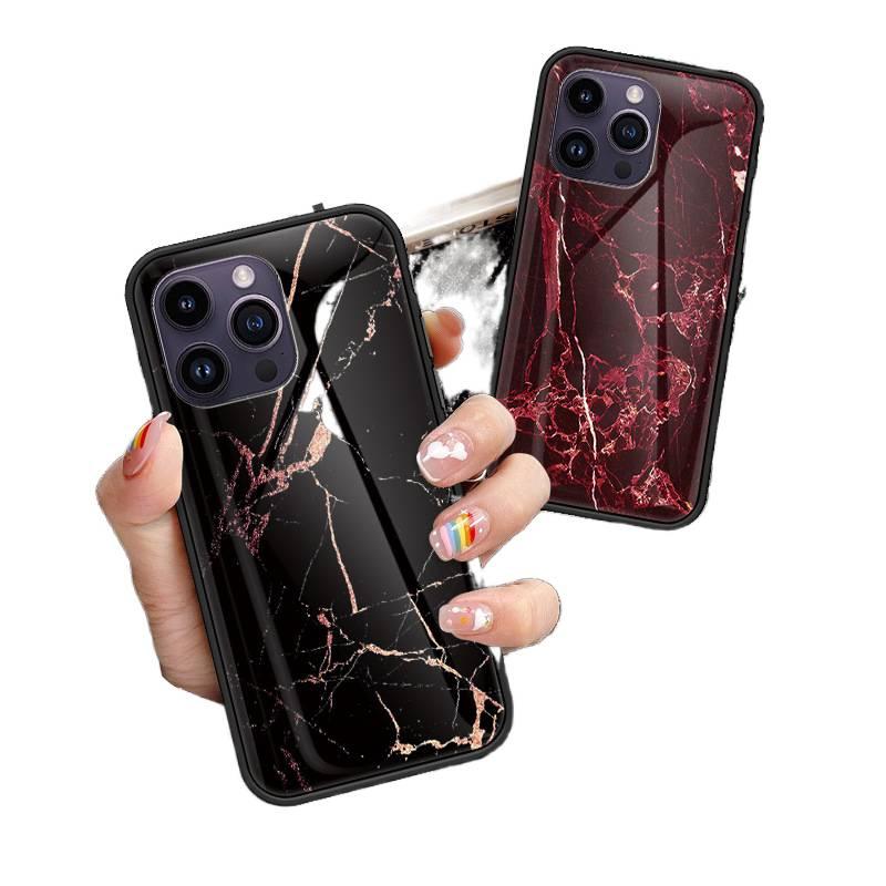 MS غطاء واقي بTPU+Glass لـ iPhone 17 / 17 Air / 17 Pro / 17 Pro Max مع حماية من السقوط ومقاوم لبصمات الأصابع مع مقاوم للصدمات مع سطح مرآة مع نمط رخام باللون أسود مع مرآة من مادة TPU. - Image 3
