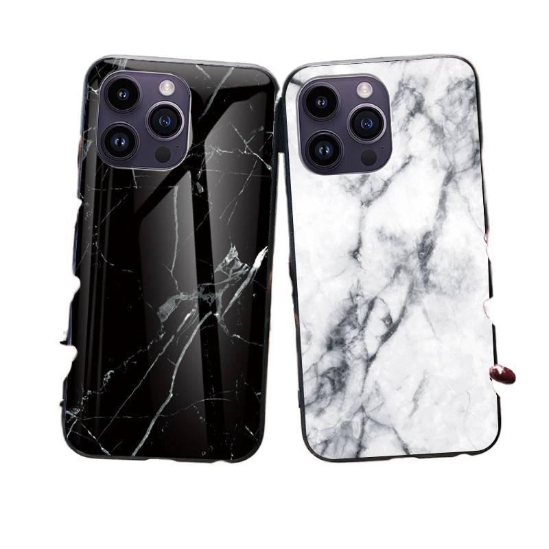 MS غطاء واقي بTPU+Glass لـ iPhone 17 / 17 Air / 17 Pro / 17 Pro Max مع حماية من السقوط ومقاوم لبصمات الأصابع مع مقاوم للصدمات مع سطح مرآة مع نمط رخام باللون أسود مع مرآة من مادة TPU. - Image 2
