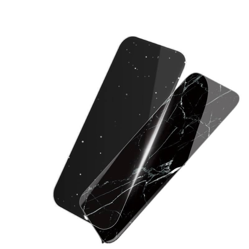 MS غطاء واقي بTPU+Glass لـ iPhone 17 / 17 Air / 17 Pro / 17 Pro Max مع حماية من السقوط ومقاوم لبصمات الأصابع مع مقاوم للصدمات مع سطح مرآة مع نمط رخام باللون أسود مع مرآة من مادة TPU. - Image 5