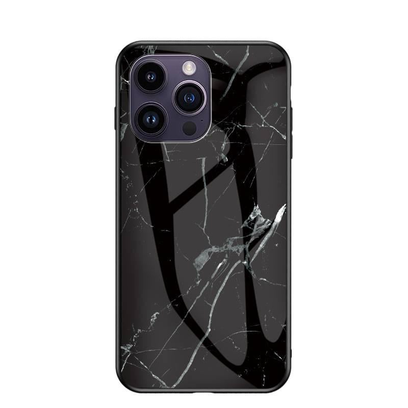 MS غطاء واقي بTPU+Glass لـ iPhone 17 / 17 Air / 17 Pro / 17 Pro Max مع حماية من السقوط ومقاوم لبصمات الأصابع مع مقاوم للصدمات مع سطح مرآة مع نمط رخام باللون أسود مع مرآة من مادة TPU. - Image 1