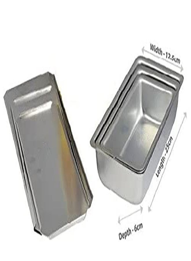 DiBha Aluminum tin Bread Mold Box with Cover Multipurpose Cake Mold with Lid Set of 3 (400,500,750gm) - Image 2