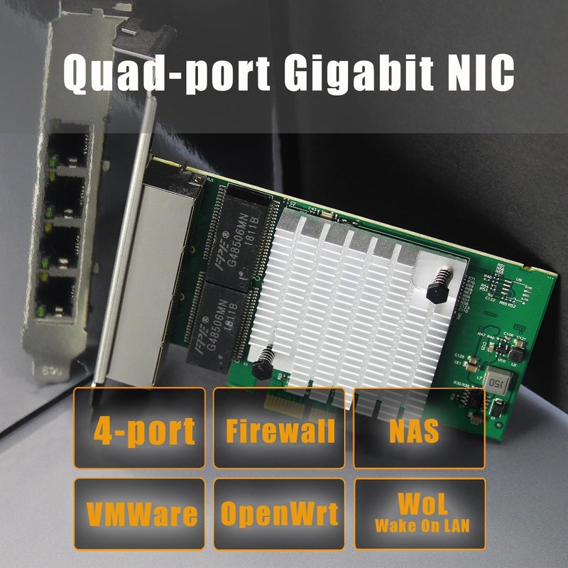 GLOTRENDS ST7387 4-Port Gigabit PCIe Ethernet Network Card, 4 x RTL8111H Chip, 4 x RJ45 LAN Port, PCIe X1 Installation - Image 2