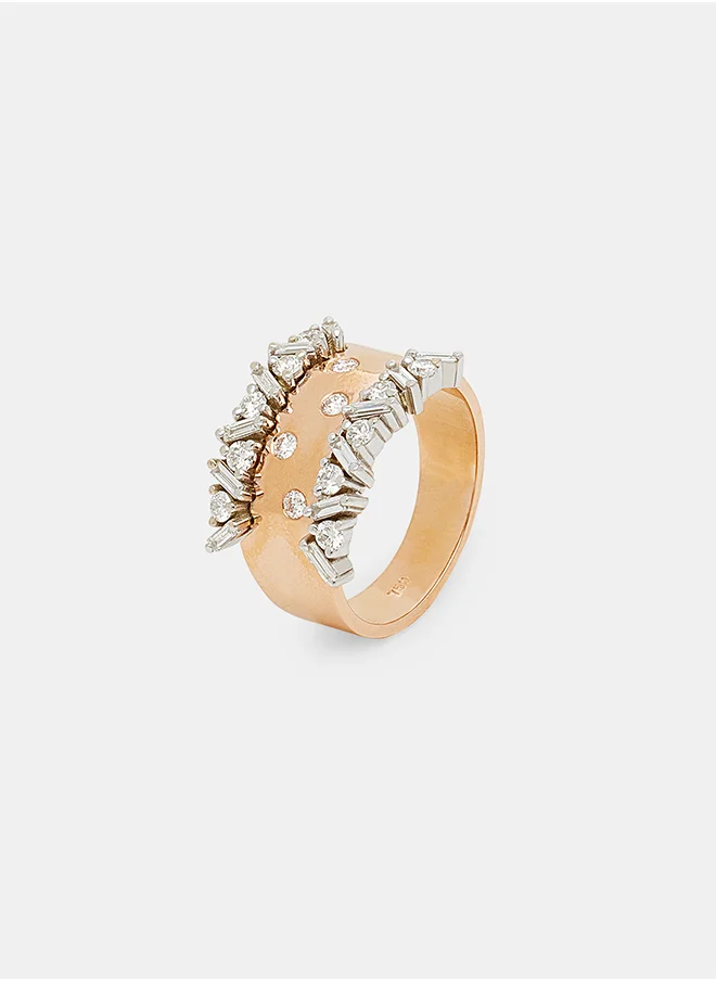 أناكا 18Kt Rose Gold Ring Studded with Natural Diamonds