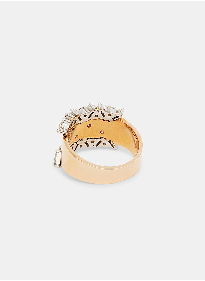 18Kt Rose Gold Ring Studded with Natural Diamonds