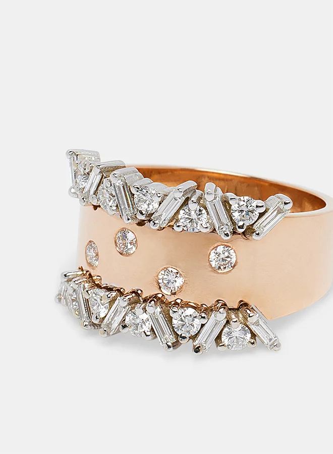 Annaka 18Kt Rose Gold Ring Studded with Natural Diamonds