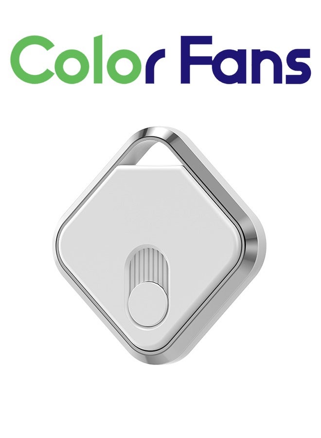 Color Fans Portable Tracker Luggage Tag, Bluetooth Locator for Pets, Wallets, Keys, Bags, Vehicles, compatible with Apple's Find My iOS App - White & Sliver