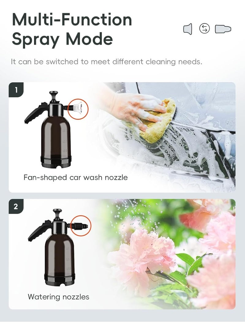 ديوتي زجاجة رذاذ ضغط رغوية سعة 2 لتر مزودة بفوهتين وصمام تخفيف، بخاخ رغوي يعمل بالمضخة لغسيل السيارات والبستنة وتنظيف المنزل والحيوانات الأليفة - Image 4