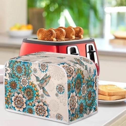 Talayituse Boho Hummingbird Flower Print 2 Slice Toaster Covers Dust Protection Bread Maker Covers Toaster Oven Cloth Cover Kitchen Accessories Washable Appliance Cover, S - Image 4