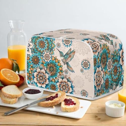 Talayituse Boho Hummingbird Flower Print 2 Slice Toaster Covers Dust Protection Bread Maker Covers Toaster Oven Cloth Cover Kitchen Accessories Washable Appliance Cover, S - Image 5