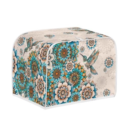Talayituse Boho Hummingbird Flower Print 2 Slice Toaster Covers Dust Protection Bread Maker Covers Toaster Oven Cloth Cover Kitchen Accessories Washable Appliance Cover, S - Image 2