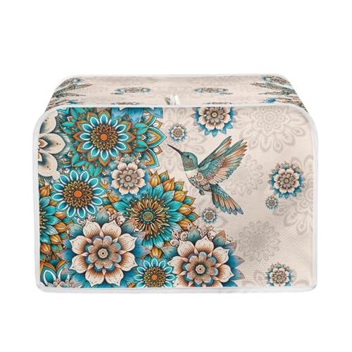 Talayituse Boho Hummingbird Flower Print 2 Slice Toaster Covers Dust Protection Bread Maker Covers Toaster Oven Cloth Cover Kitchen Accessories Washable Appliance Cover, S - Image 1