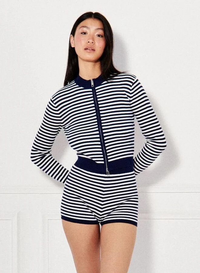 Striped knitted cardigan
