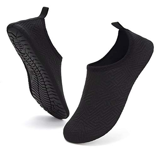 YALOX Water Shoes Women's Men's Outdoor Beach Swimming Aqua Socks Quick-Dry Barefoot Shoes Surfing Yoga Pool Exercise(Geometric black-38/39) - Image 1