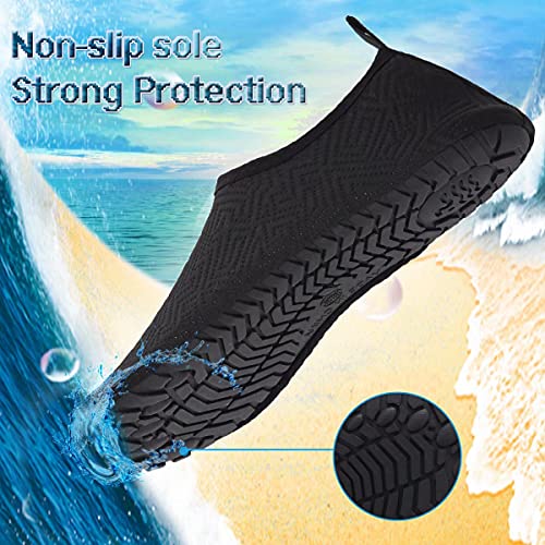 YALOX Water Shoes Women's Men's Outdoor Beach Swimming Aqua Socks Quick-Dry Barefoot Shoes Surfing Yoga Pool Exercise(Geometric black-38/39) - Image 3