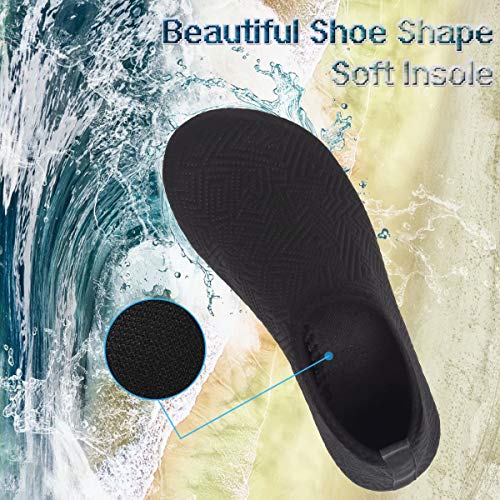 YALOX Water Shoes Women's Men's Outdoor Beach Swimming Aqua Socks Quick-Dry Barefoot Shoes Surfing Yoga Pool Exercise(Geometric black-38/39) - Image 2
