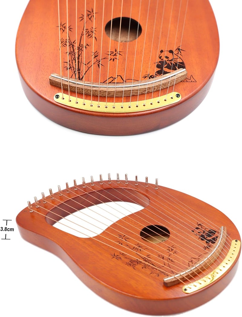 Rayzm Lyre Harp, Solid Wood Mahogany Lyre Musical Instrument, Portable 16 Metal Strings Lye Harp for Adult/Beginners - Image 3