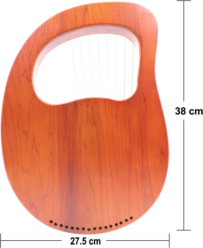 Rayzm Lyre Harp, Solid Wood Mahogany Lyre Musical Instrument, Portable 16 Metal Strings Lye Harp for Adult/Beginners - Image 2