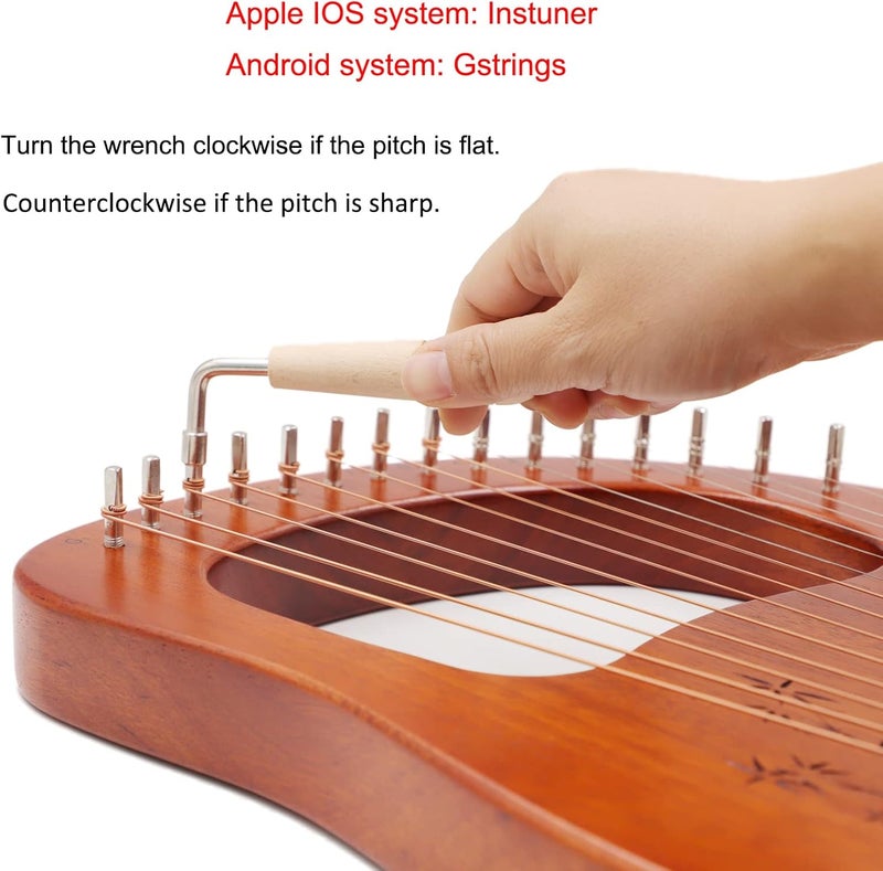 Rayzm Lyre Harp, Solid Wood Mahogany Lyre Musical Instrument, Portable 16 Metal Strings Lye Harp for Adult/Beginners - Image 4