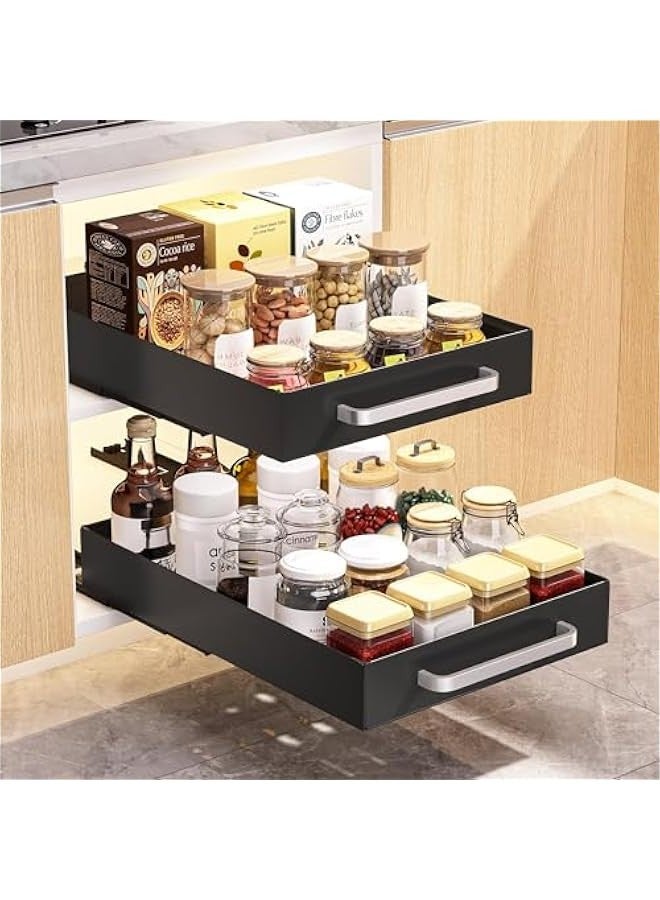 TRASSLE Pull Out Cabinet Pull Out Cabinet Organizer 2 Pack, Adhesive Slide Out Drawer For Kitchen Cabinet, Peel And Stick pull out drawers for cabinets, No Screw, No Drilling slide out shelves For Pantry  - Image 1
