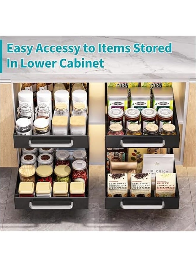 TRASSLE Pull Out Cabinet Pull Out Cabinet Organizer 2 Pack, Adhesive Slide Out Drawer For Kitchen Cabinet, Peel And Stick pull out drawers for cabinets, No Screw, No Drilling slide out shelves For Pantry  - Image 5