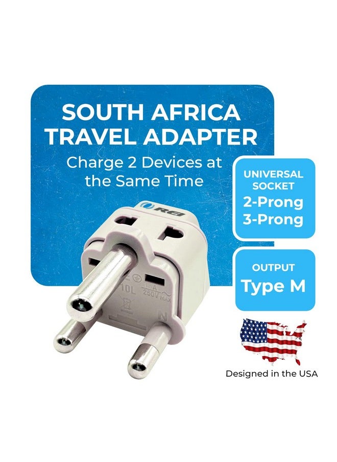 OREI - OREI India to South Africa, Botswana, Namibia & More (Type M) Travel Adapter Plug - 2 in 1 - CE Certified - RoHS Compliant - White Color (DB-10L) - Image 1