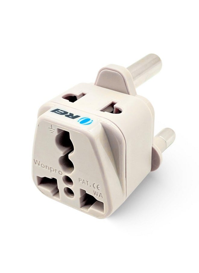 OREI - OREI India to South Africa, Botswana, Namibia & More (Type M) Travel Adapter Plug - 2 in 1 - CE Certified - RoHS Compliant - White Color (DB-10L) - Image 1