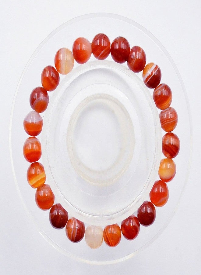 AD Beads Natural Gemstone Round Beads Stretch Bracelet Healing Reiki 8mm (Red Orange Agate) - Image 2