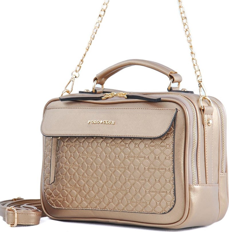 Los Angeles Polo Club 6341 Long Strap Women's Bag Gold  - Image 1